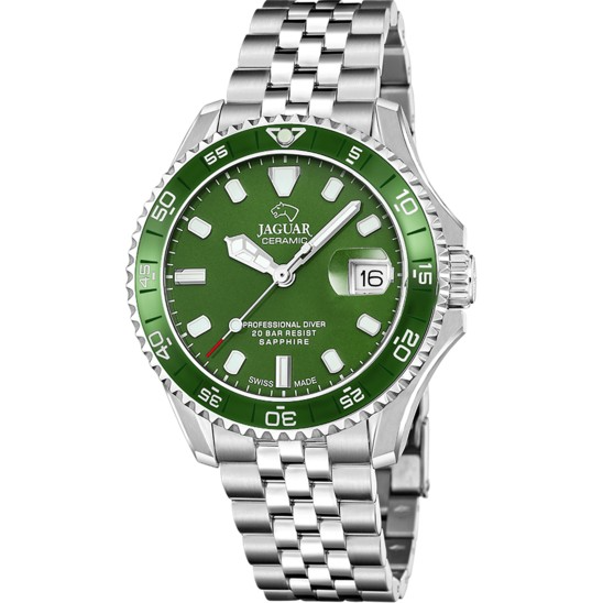 De J1054/3 horloge heeft een zilverkleurige armband en een roestvrijstalen kast. Het is een polshorloge met een kastgrootte van 41,5 mm, heeft een datumaanduiding en is waterbestendig tot 20 bar. Dit is geen smartwatch. Draag het bij formele of casual outfits voor een verfijnde uitstraling.