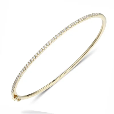 Huiscollectie - 14kt geelgouden bangle armband 46 briljant geslepen diamanten, 58x48mm - GJ4282 14K