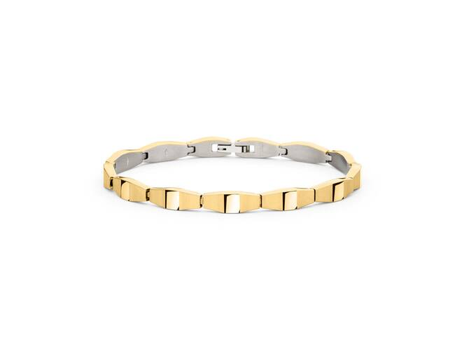 Boccia Titanium goudkleurige rechthoekige schakelarmband 20cm | 03076-02