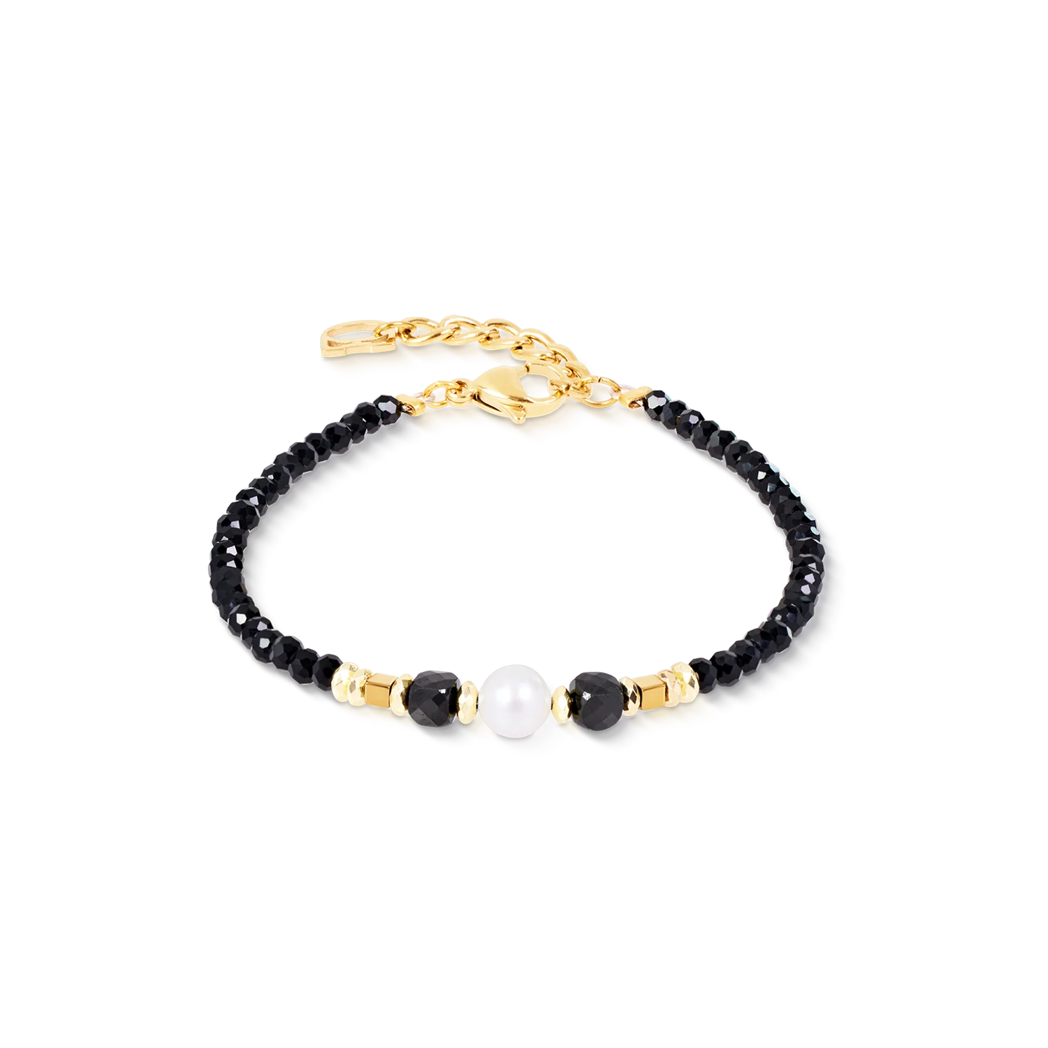 Coeur de Lion Armband Zwart Goud Parel
