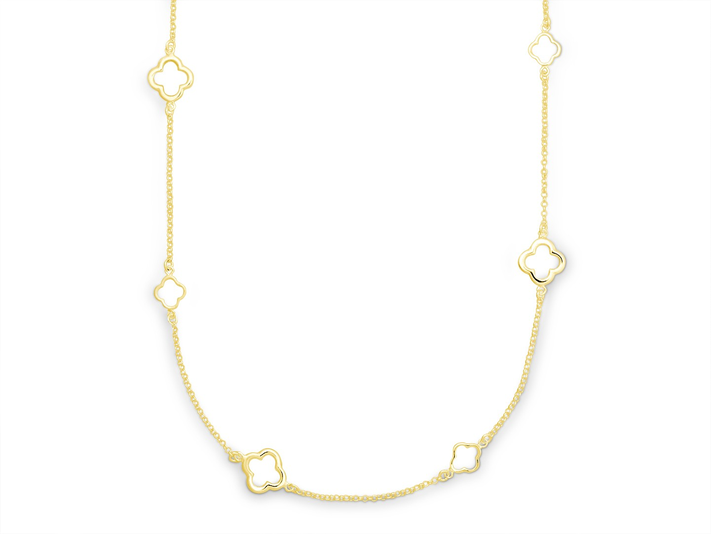 Quinn - Zilveren collier met opengewerkte klavertjes - 027321407