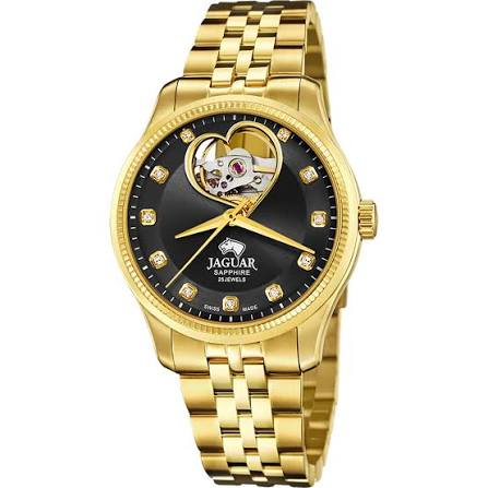 Jaguar swiss uurwerk dames automatic zwart wijzerplaat met extra lederen band