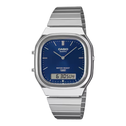 Die WRIST WATCH ANADIGI Modellnummer AQ-240E-2A2EF besticht durch ein rechteckiges Edelstahlgeh&auml;use und ein silberfarbenes Edelstahlarmband. Mit Datumsfunktion, ideal f&uuml;r Alltag und Business. Beste Trageart: passt perfekt zu formellen sowie zu l&auml;ssigen Outfits. Gr&ouml;&szlig;e: 40,9 mm. Ein stilvolles Accessoire f&uuml;r jede Gelegenheit.