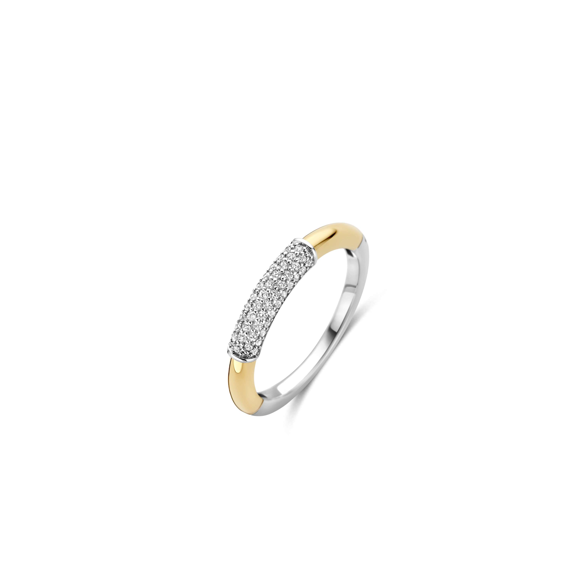 Ti Sento Milano - Zilveren damesring bezet met zirconia's, deels verguld - 12437ZY/52