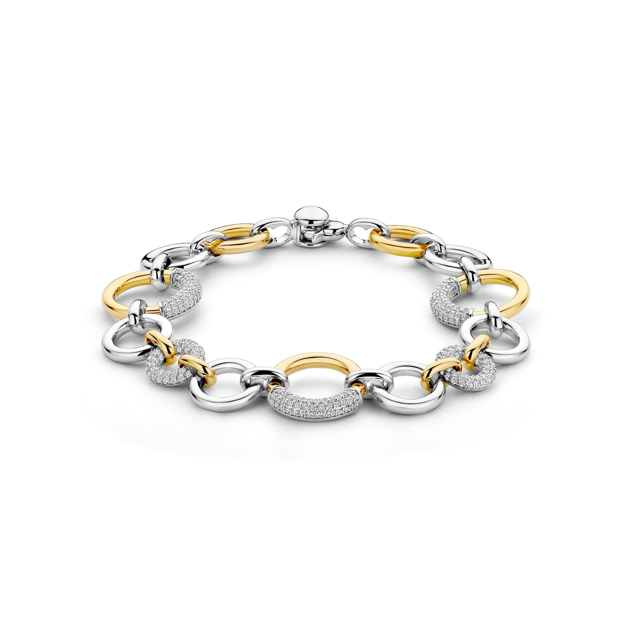 Ti Sento Milano - Zilveren fantasie armband Open Modern Pav&eacute;, bezet met zirconia, deels verguld - 23102ZY
