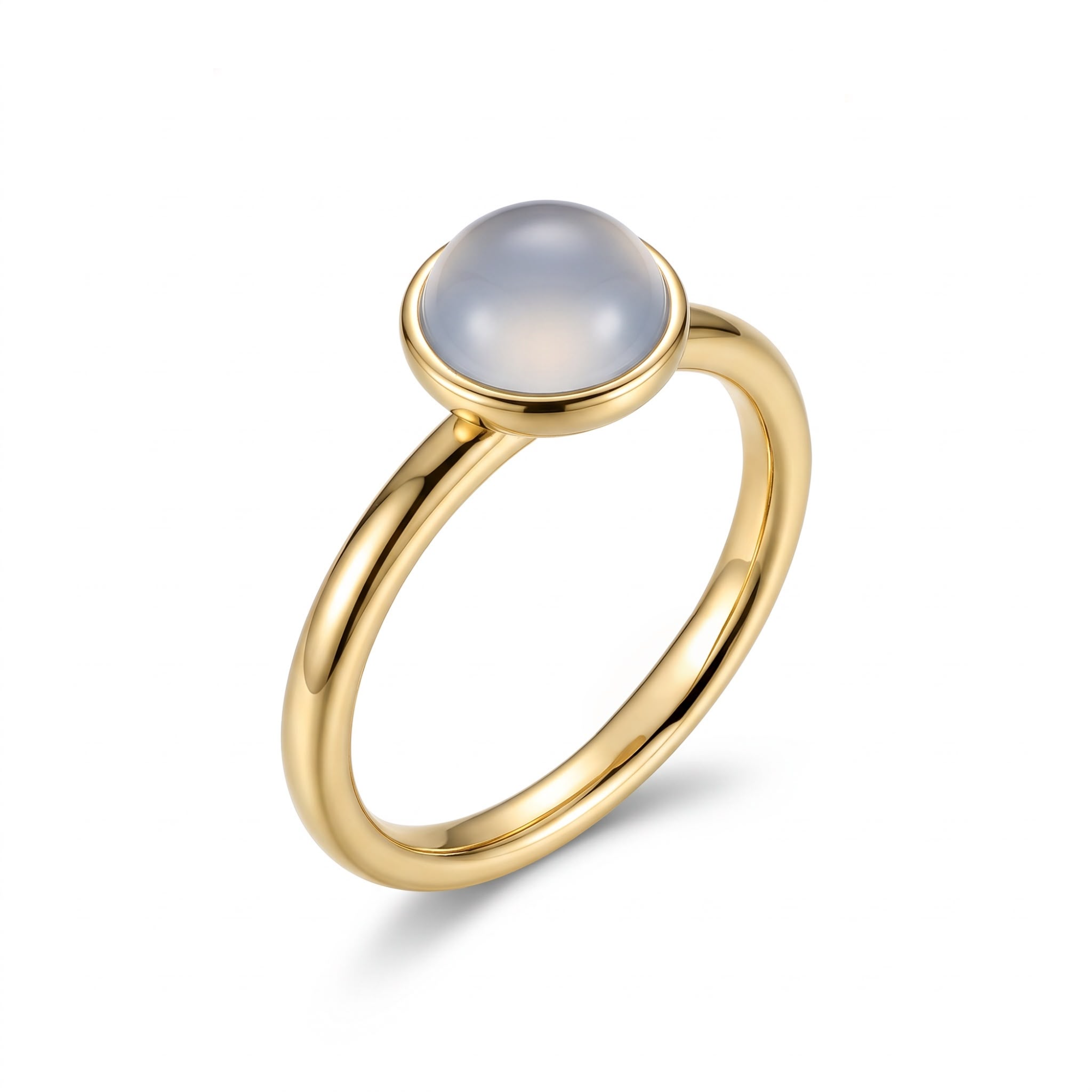 14 karaats geelgouden ring met chalcedoon