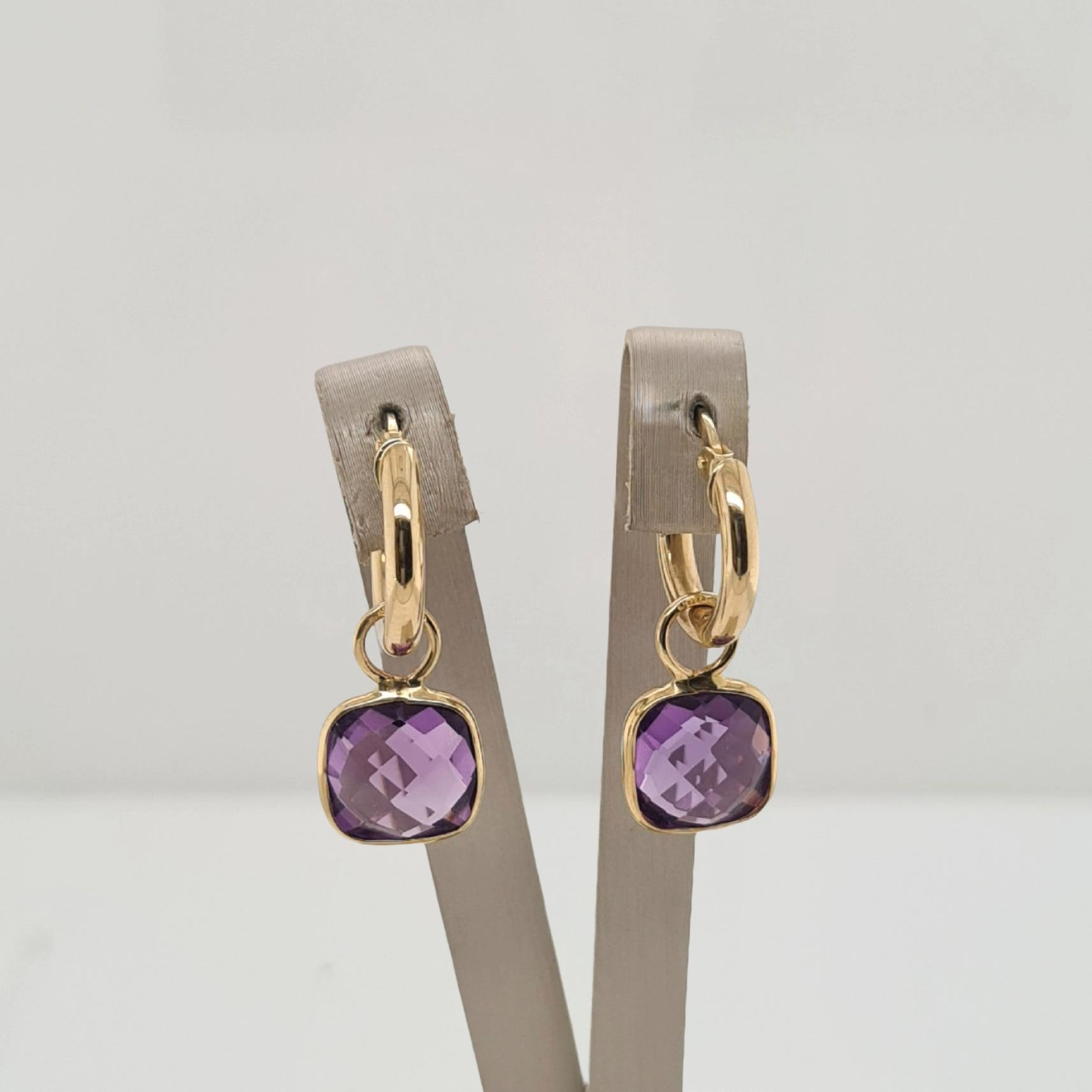 14krt gouden oorbedels met amethyst