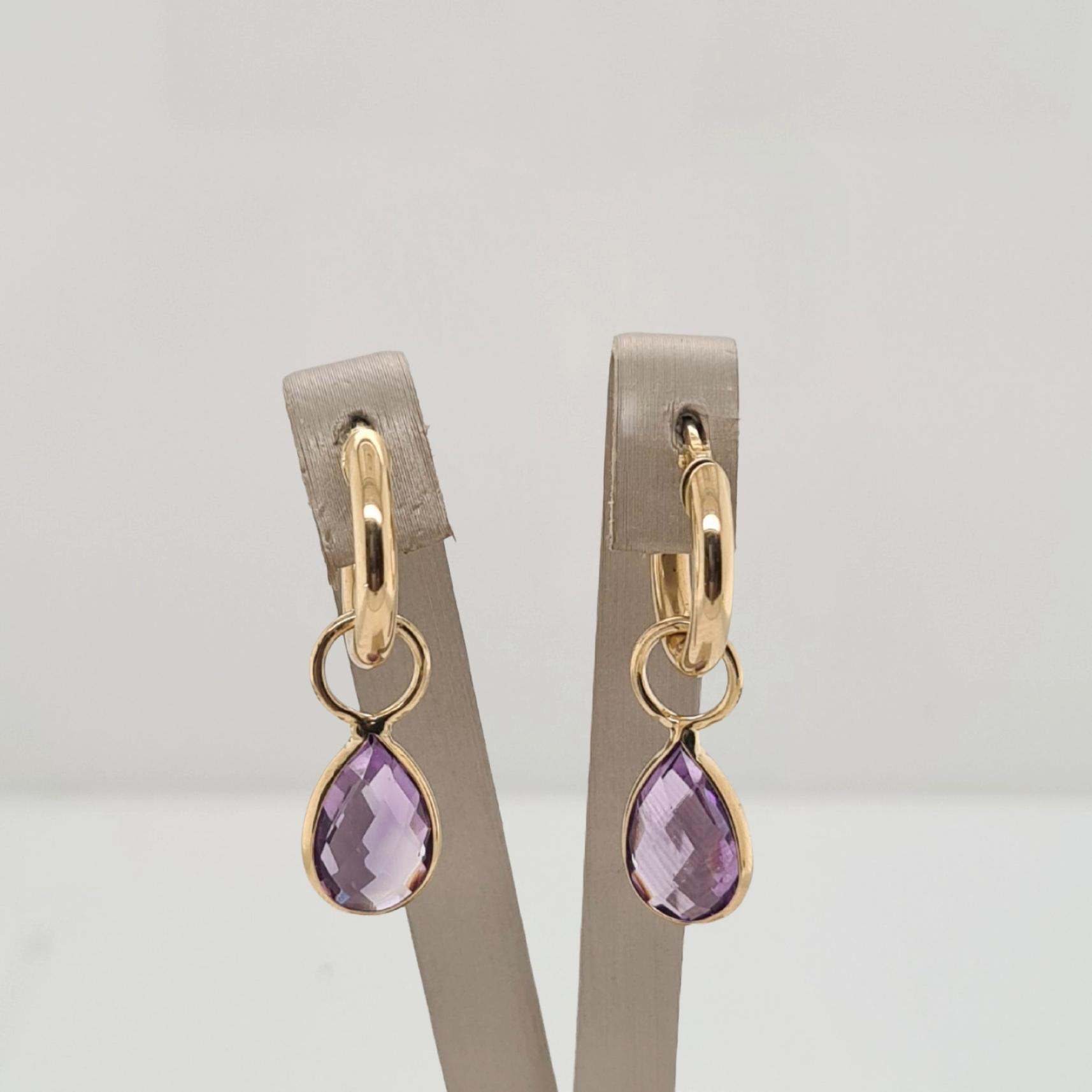 14krt gouden oorbedels met amethyst