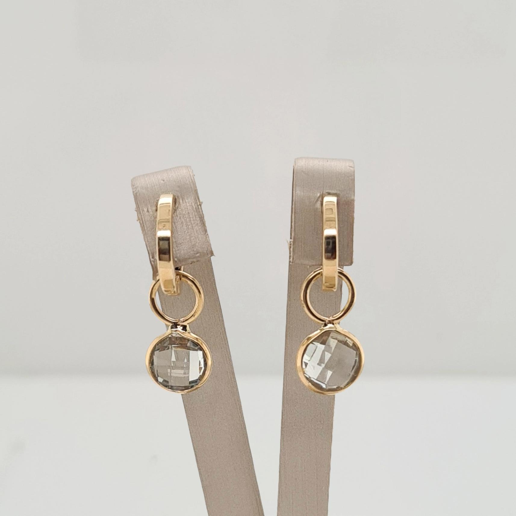 14krt gouden oorbedels met groene amethyst
