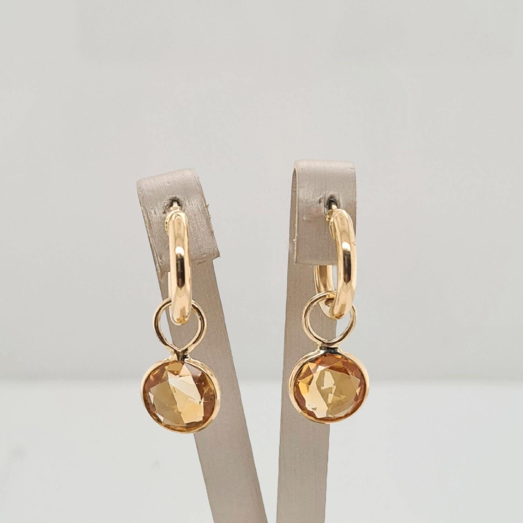14krt gouden oorbedels met citrien