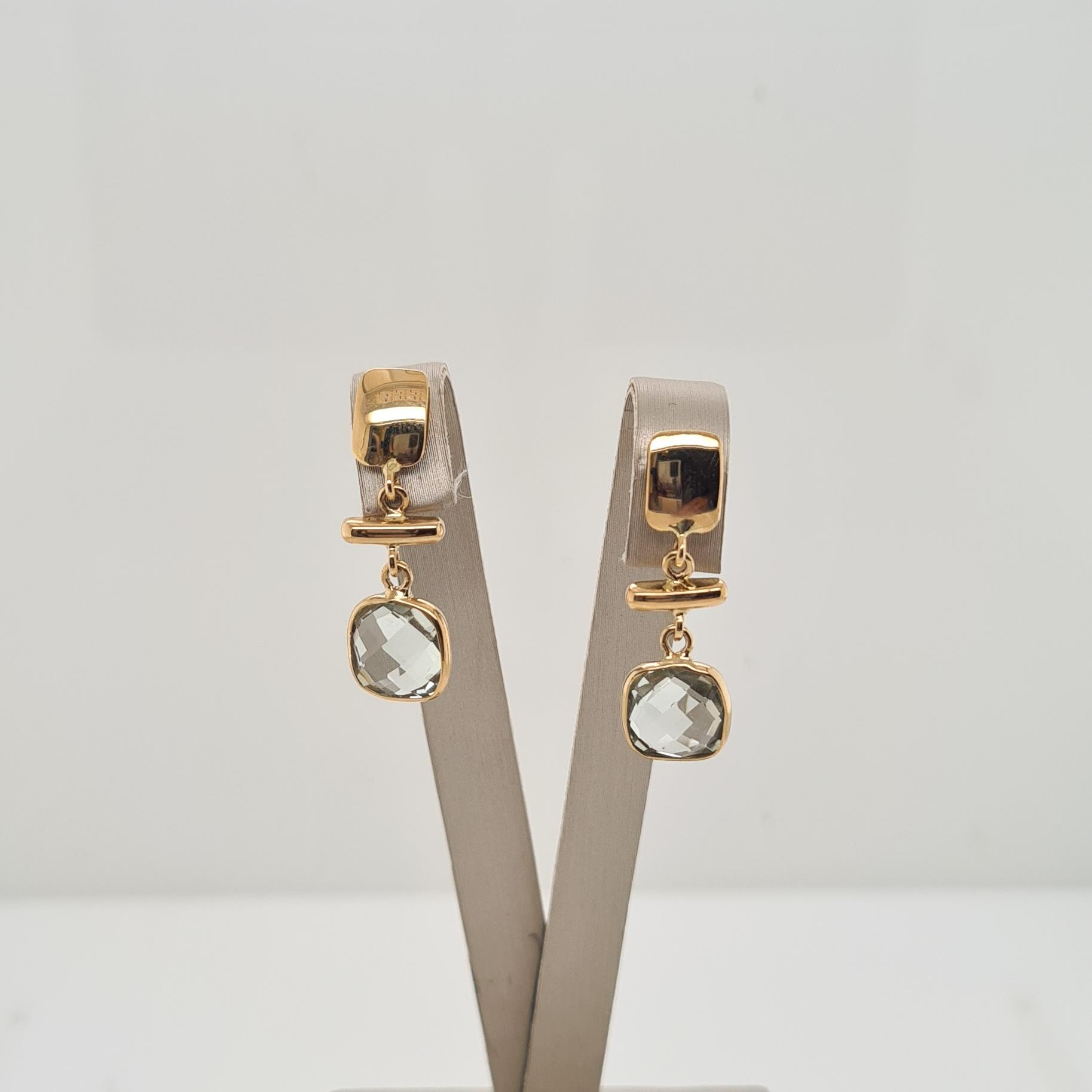 14krt gouden oorsieraden met groene amethyst