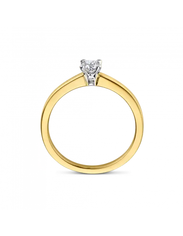 gouden ring met briljant, Quattro 0.18ct mt17,5