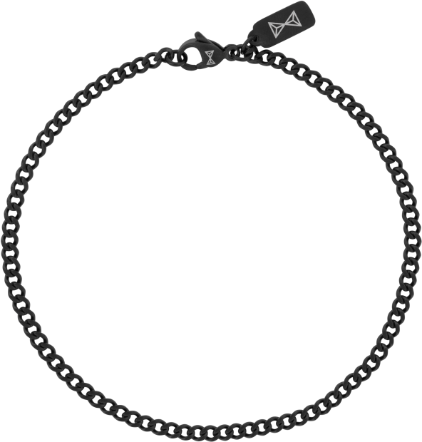 Aze stalen armband zwart 
Gourmette Three - Noir 
3mm breed
21cm