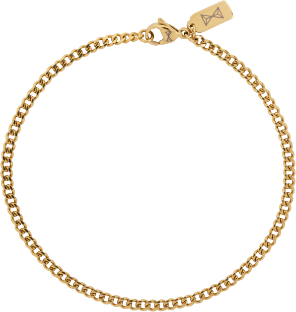 Aze stalen armband gourmette schakel goud kleurig
Gourmette Three - Dore 
breedte schakel: 3mm
21cm