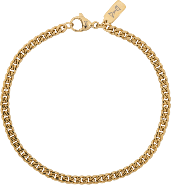 Aze stalen armband goudkleurig gourmette schakel
Gourmette Four - Dore
breedte: 4mm 
21cm