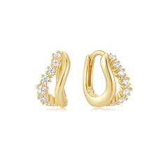 Ania Haie zilver vergulde oorringen Fairy Dust Gold Duet Wave Huggie Hoop Earrings.