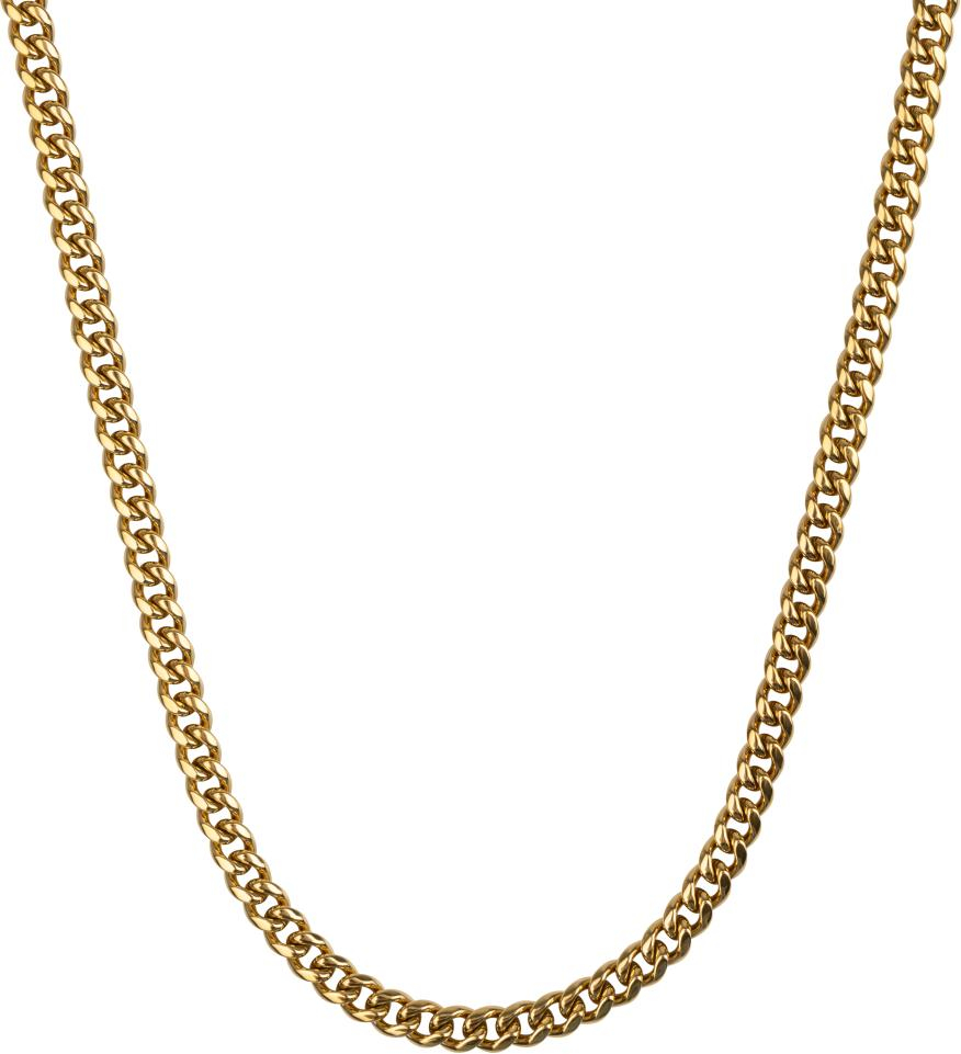 Aze stalen collier goud kleurig gourmette schakel
Necklace Gourmette Eight - Oro 
breedte: 6mm
Lengte: 50+10 cm