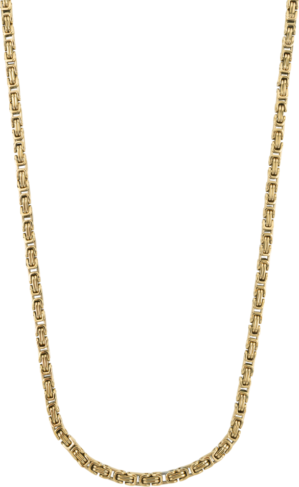 Aze stalen collier goud kleurig, konings schakel
Necklace Byzantine Four - Oro
Breedte: 4mm
Lengte: 50cm+10cm