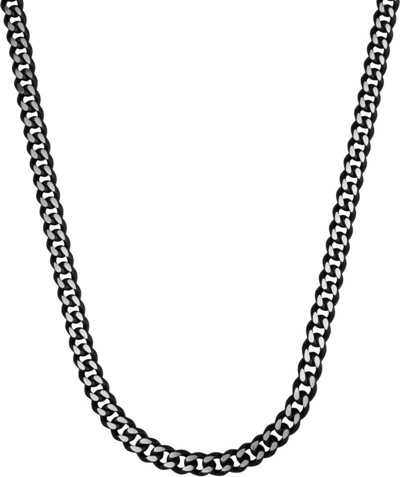 Stalen collier gourmette schakel, 2 kleuren staal-zwart
Necklace Gourmette Seven Two-Tone - Inox/Noir 
Breedte: 7mm
Lengte: 50cm+10cm
