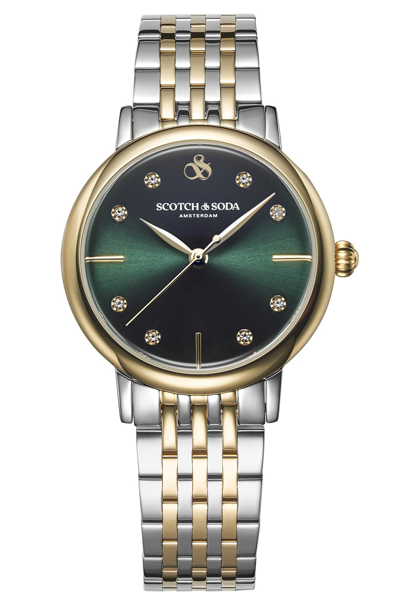 De SSW.126D dameshorloge combineert een diepgroene wijzerplaat met goudkleurige accenten en een tweekleurige stalen band voor een look die direct vrouwelijkheid en klasse uitstraalt. De subtiel fonkelende indexen geven het ontwerp extra charme, terwijl de rijke kleurcombinatie zorgt voor een stijlvolle en eigentijdse uitstraling. Een dameshorloge dat iedere outfit moeiteloos extra allure geeft.