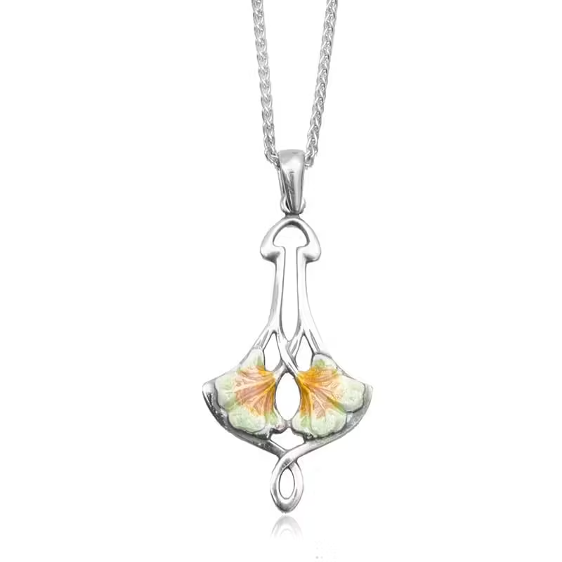 zilveren hanger emaille met zilveren collier