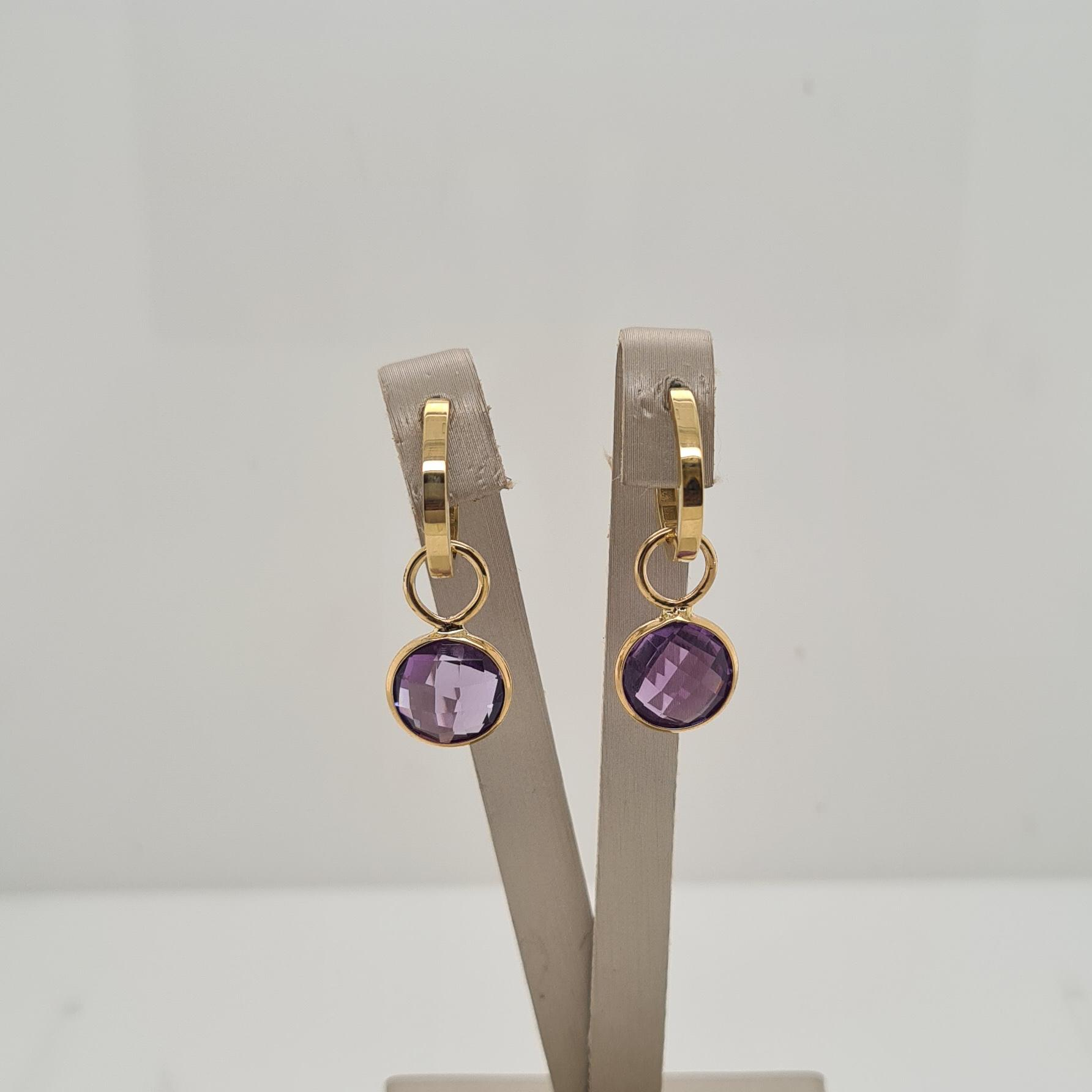 14krt gouden oorbedels met amethyst