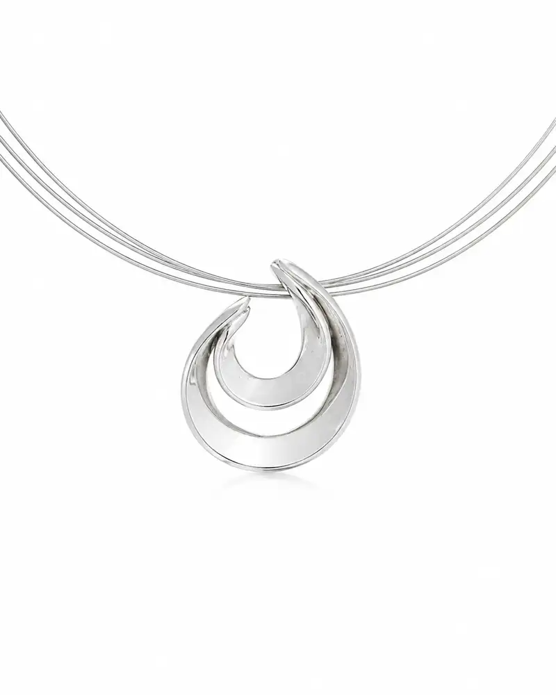 Bicolor zilveren hanger met draadspang