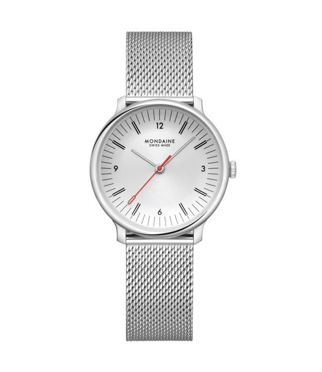 De Mondaine Doppio 33MM met modelnummer MLE33110SM is een Zwitsers horloge met een analoge wijzerplaat. Het horloge heeft een roestvrijstalen ronde kast en een Milanese mesh band, beide in zilverkleur. Het heeft een witte wijzerplaat met streepindexen. Dit quartz horloge is stijlvol en wordt het best gedragen bij zowel formele als casual outfits voor een elegante uitstraling. 