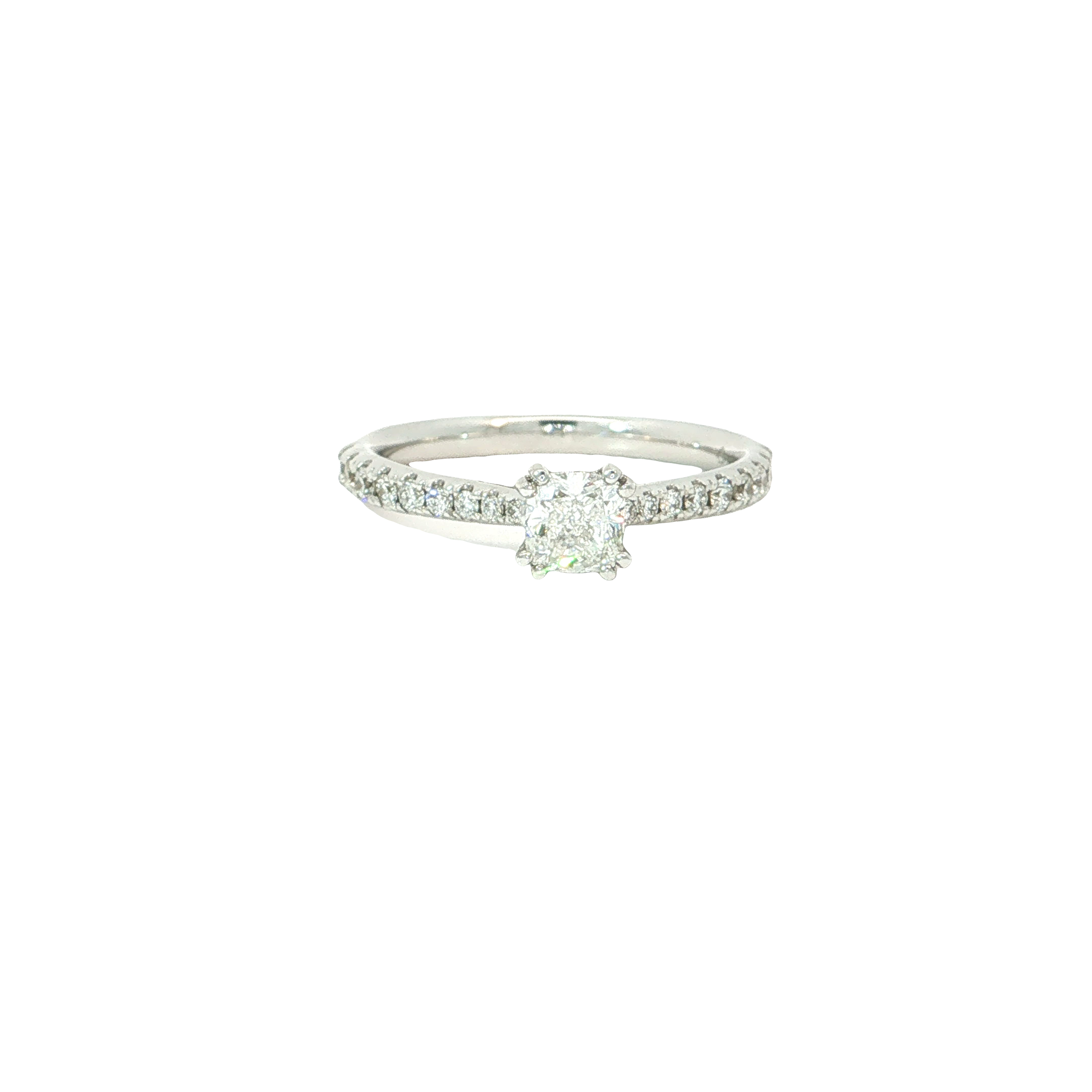 ring in 18 kt witgoud  met briljant 0.50ct en 0.25 ct