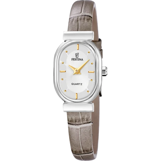 Festina dames uurwerk met lederen creme crocco band retro model