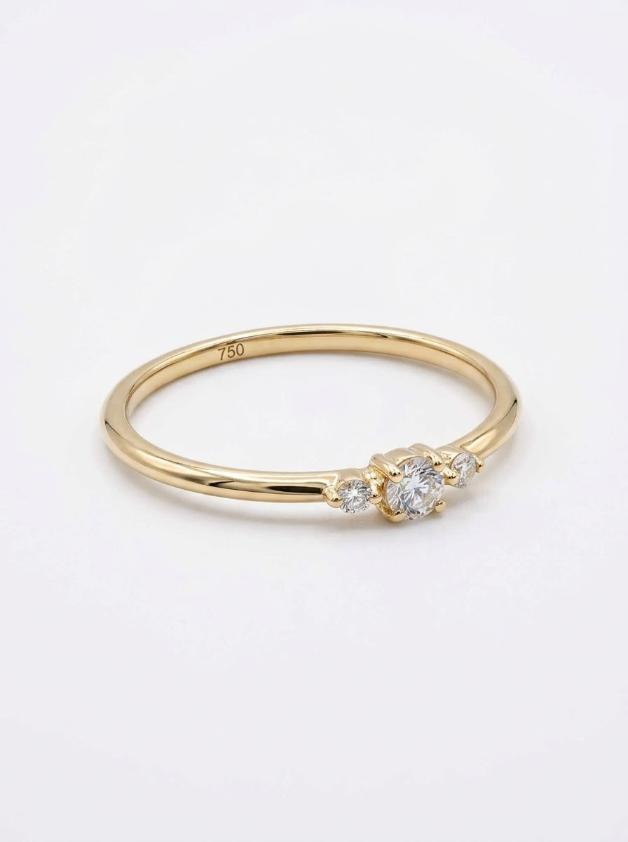 18 karaat geel gouden ring met 0.10ct briljanten natuurlijke