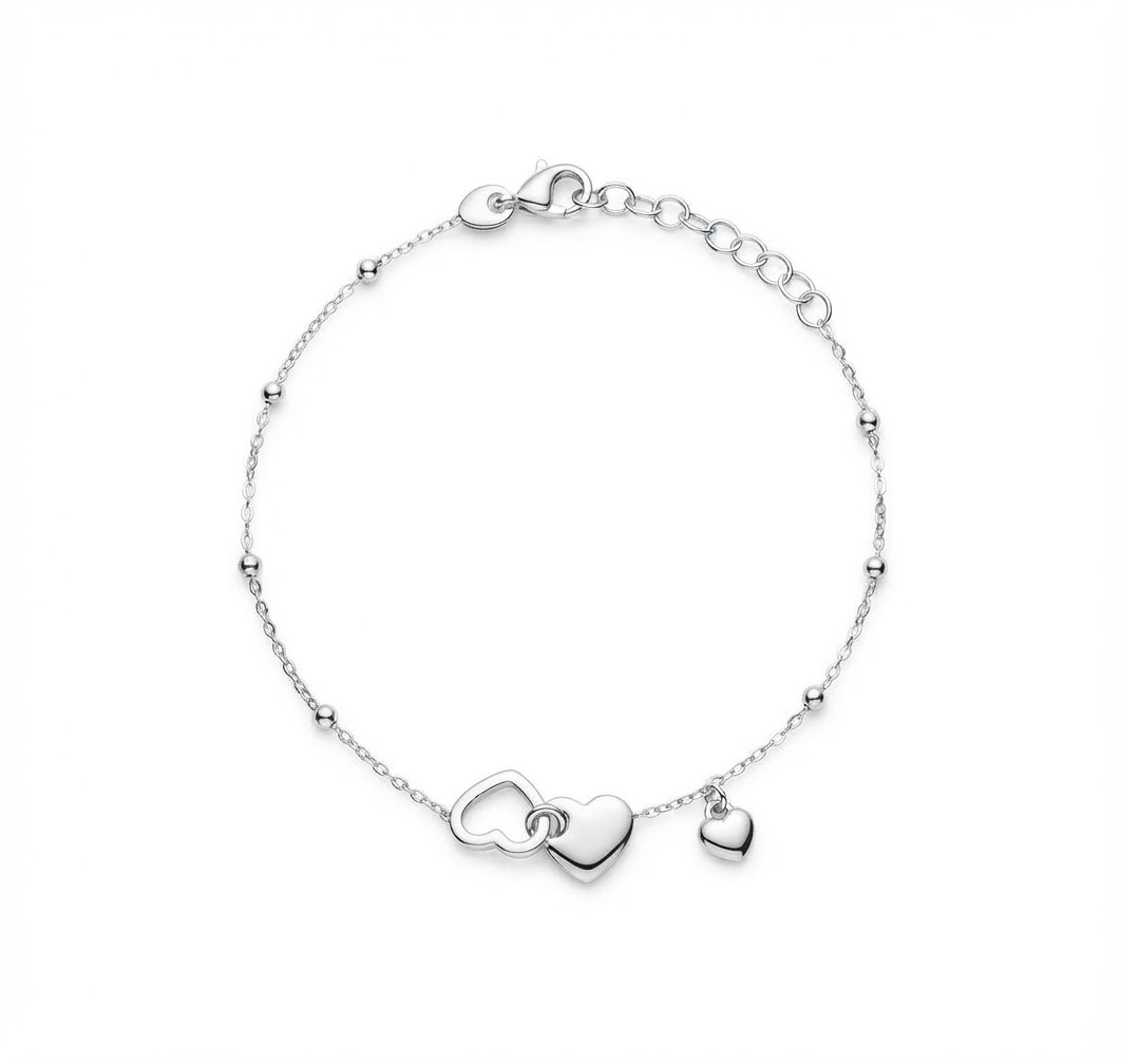 Zilver armband hartjes