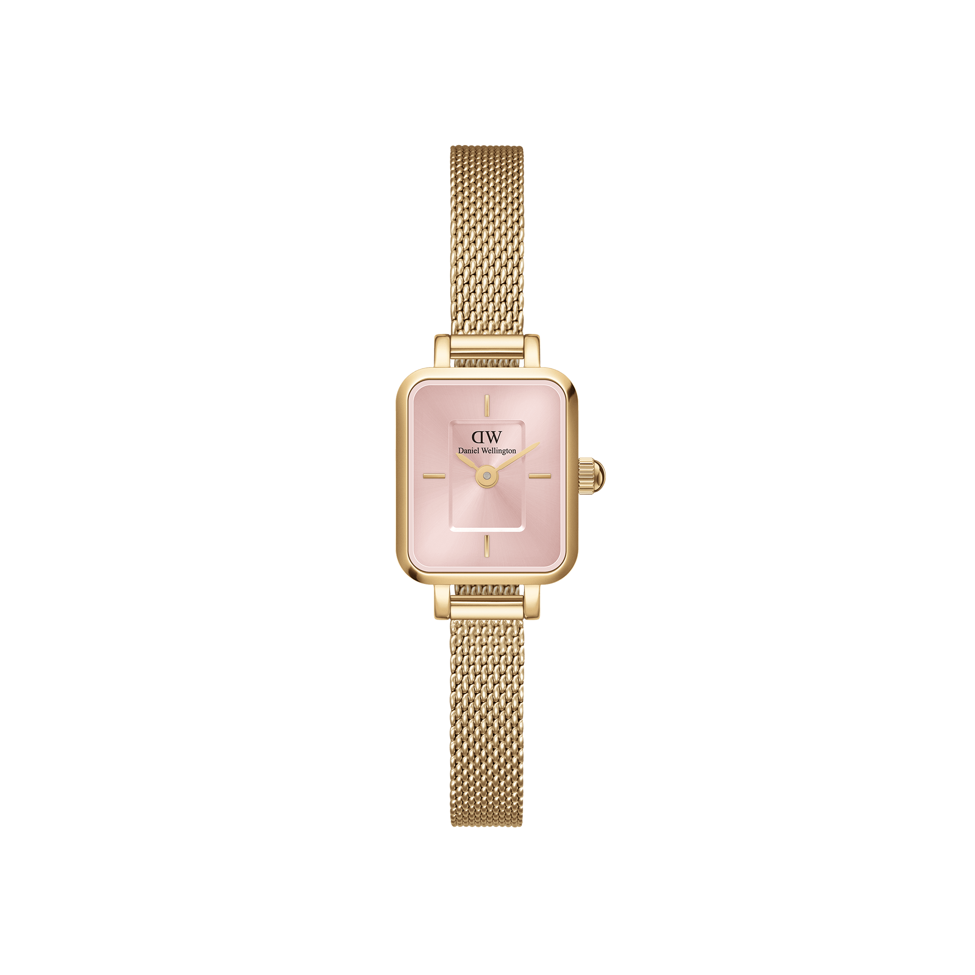 Ontworpen op het snijvlak van horloges en sieraden, heeft de Quadro Mini veel te onthullen. Ons kleinste horloge tot nu toe heeft een compacte Quadro-wijzerplaat in blush met een verfijnde sunray-afwerking en twee indexmarkeringen voor een minimalistische look. De stofachtige mesh-armband heeft de delicate allure van een elegante armband; het is echter uitwisselbaar, waardoor het stuk nog veelzijdiger wordt. Zoals de meeste van onze horloges, is dit uurwerk gemaakt van duurzaam 316L roestvrij staal, met een hoogwaardige plating in goud. Dus draag het als een horloge en hou ervan als een voortreffelijk sieraad!