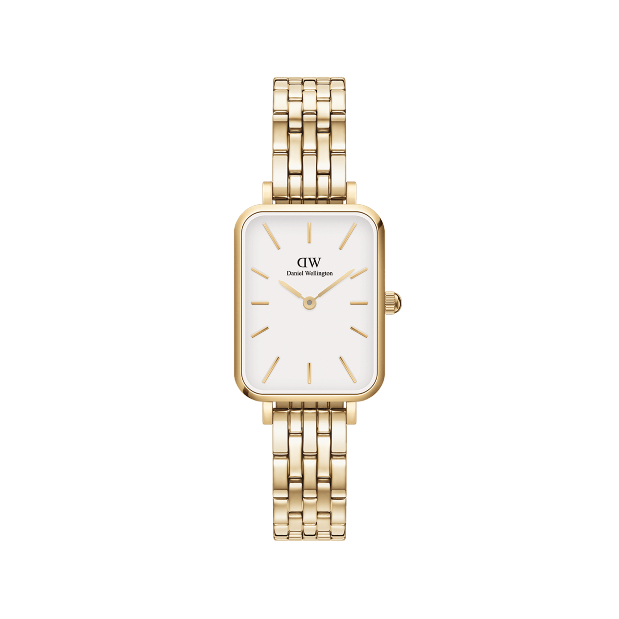 Probeer je nog steeds te kiezen tussen een minimalistische en een meer verfijnde stijl? Heb beide met de nieuwe Quadro Evergold met een armband met 5 schakels. Dit eenvoudige horloge heeft het minimalistische DW-design waar je van houdt, plus een vleugje luxe dankzij de vergulde verwisselbare band. De matte, eierschaalwitte wijzerplaat en de gouden armband versterken elkaar om een ​​veelzijdig uurwerk te cre&euml;ren dat opvalt bij elke gelegenheid.