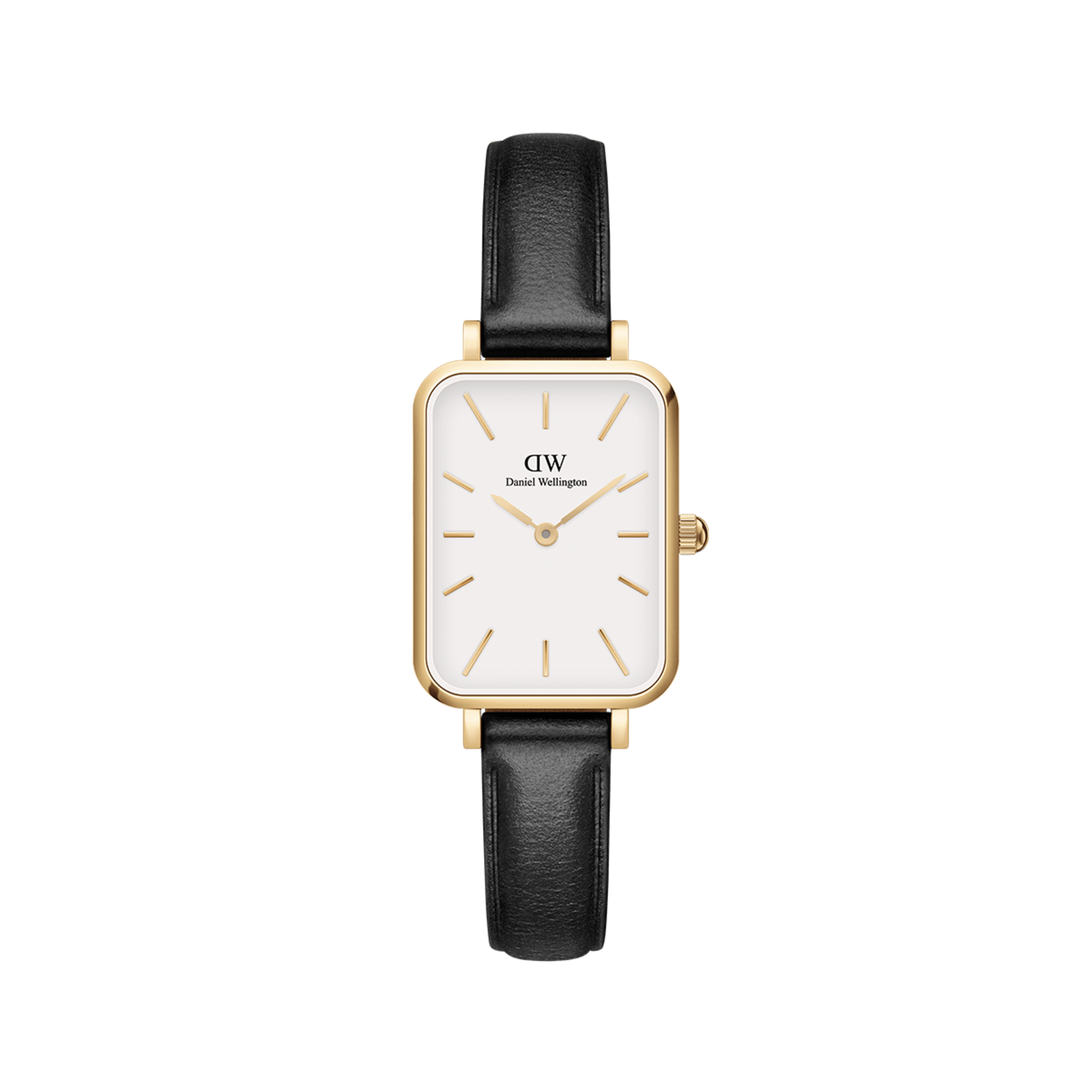 Dit is een prachtig polshorloge van het merk Daniel Wellington uit de collectie: 'QUADRO'.

Verdere specificaties zijn:
Kastmaat: 20X26 mm
Kastkleur: goud
Wijzerplaatkleur: wit
Bandmaat: 10mm
Bandkleur: zwart
Bandmodel: standaardmodel
Bandmateriaal: echt leer