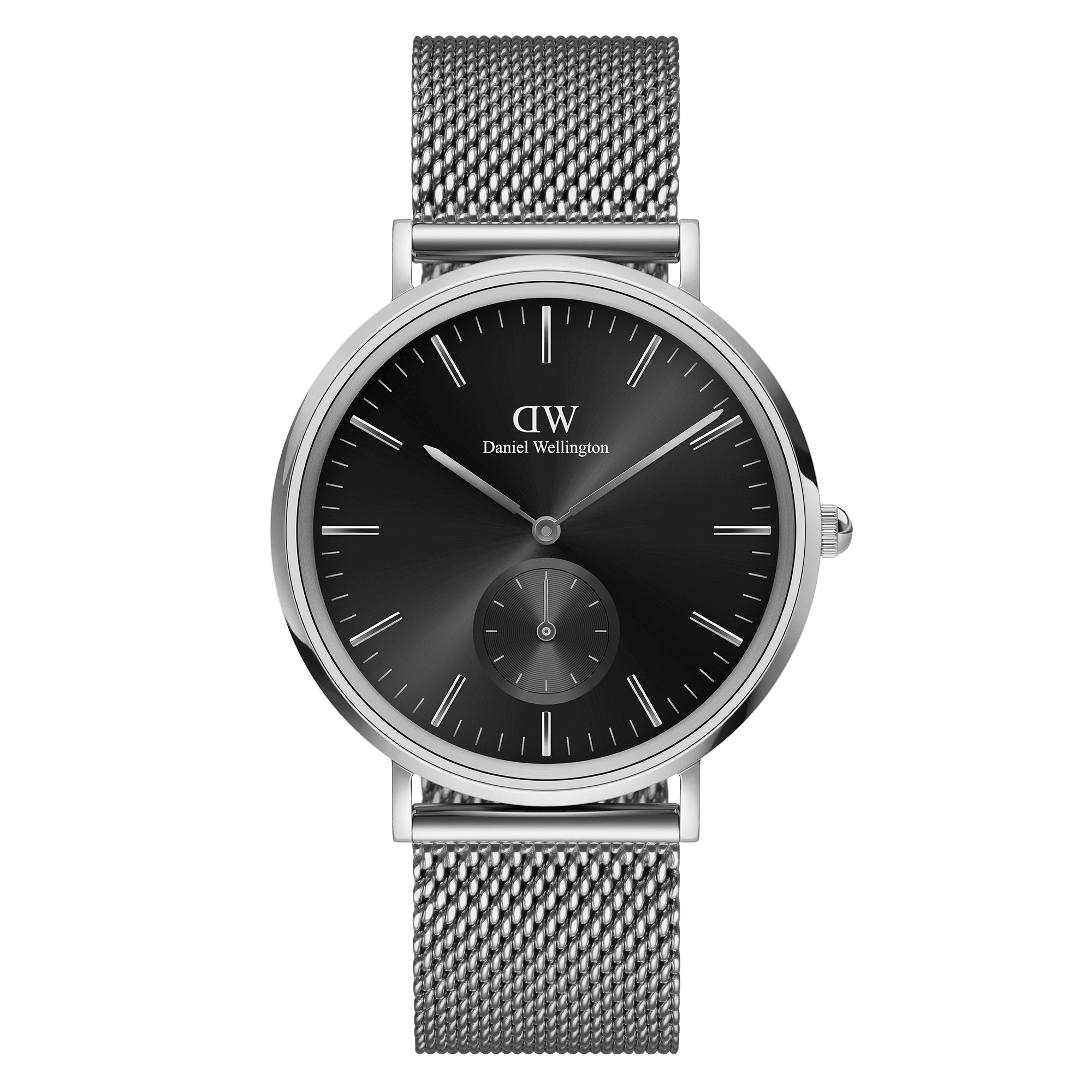This update to our Classic watch goes one step further with a black multi-eye dial for you to track down the seconds. Features an interchangeable silver mesh strap, so you can swap up the look.