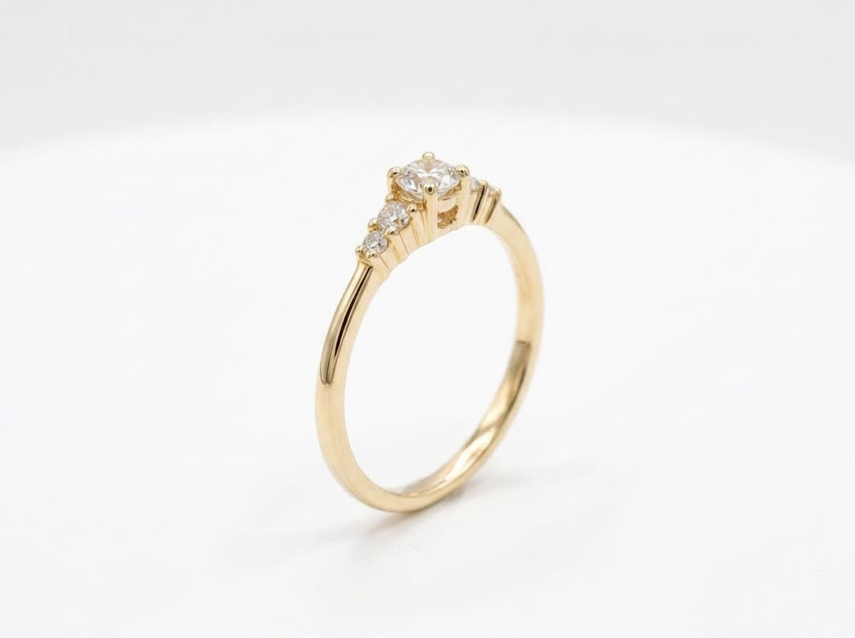 Verlovingsring volledig geel goud maat 54 met natuurlijke briljant 0.23ct