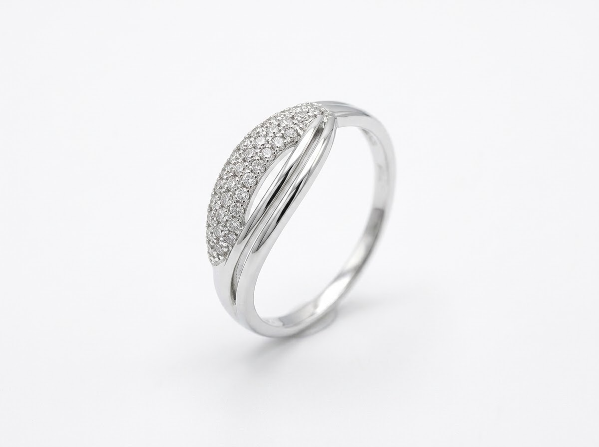 wit gouden ring 18 karaat gezet met natuurlijke briljant 0.09ct 