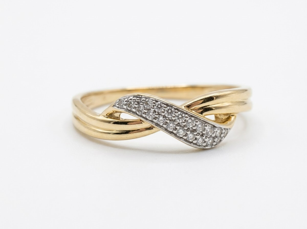 18 karaat geel goud ring met natuurlijke briljant 0.06ct 
