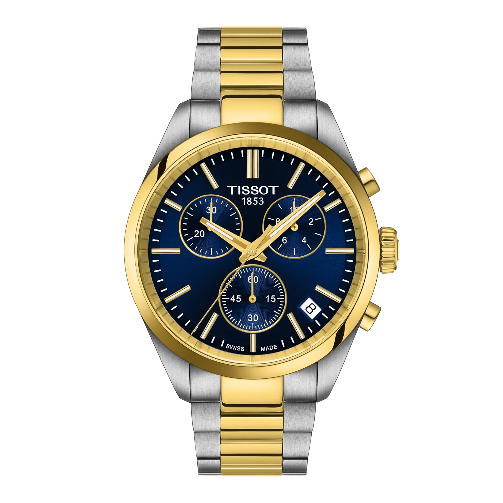 De Tissot PR100 Chrono (modelnummer T1504172204100) is een elegante polshorloge met een roestvrijstalen kast en goud-zilverkleurige band. Kenmerken zijn: saffierglas, blauwe wijzerplaat met streepindex, chronograaf, kwartsuurwerk en waterdicht tot 10 ATM. Draag dit stijlvolle horloge bij formele en casual gelegenheden voor een verfijnde uitstraling. Perfect voor nieuwe, moderne stijl.