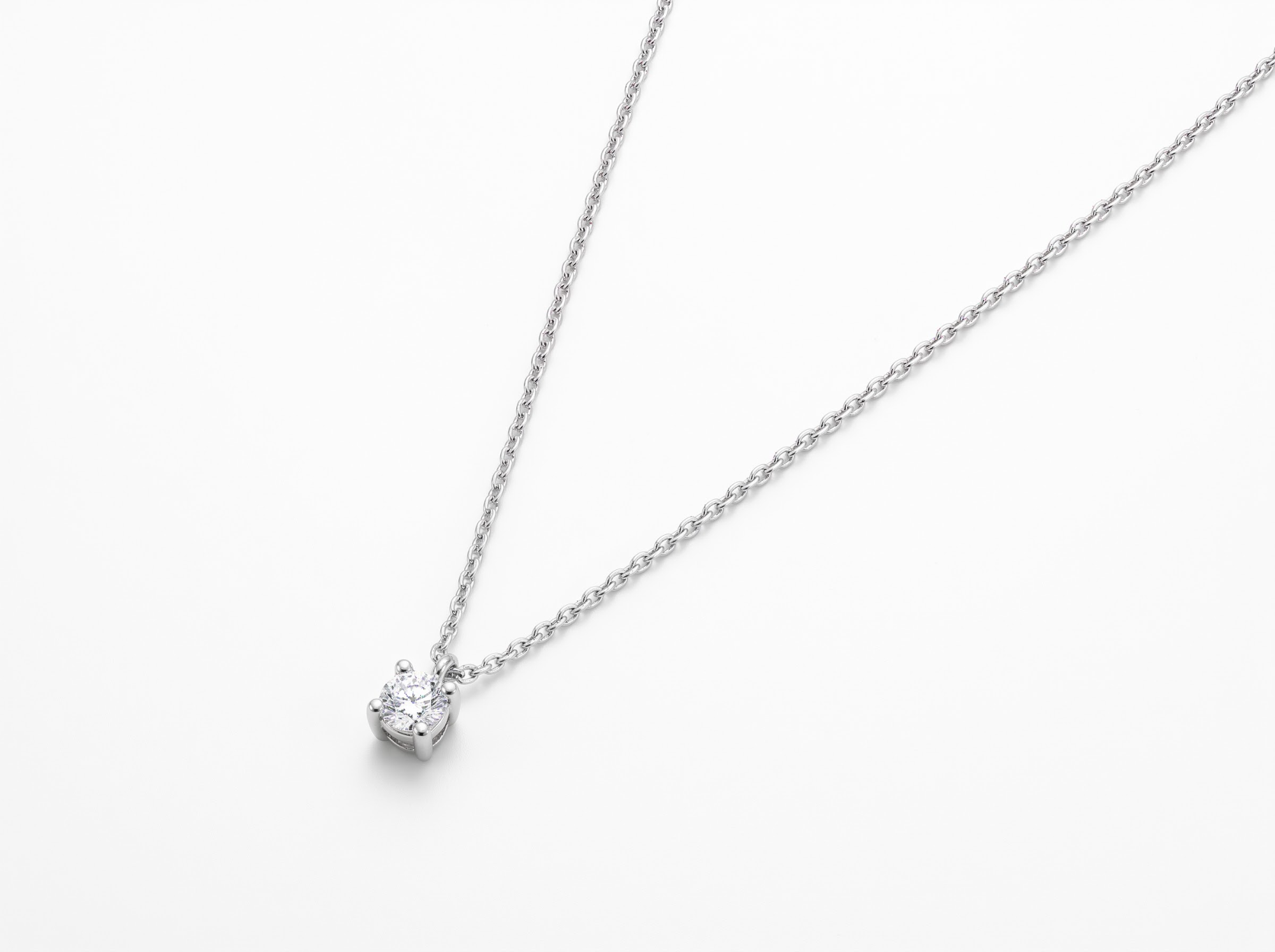 18 karaat wit gouden ketting met 0.30ct lab grown briljant