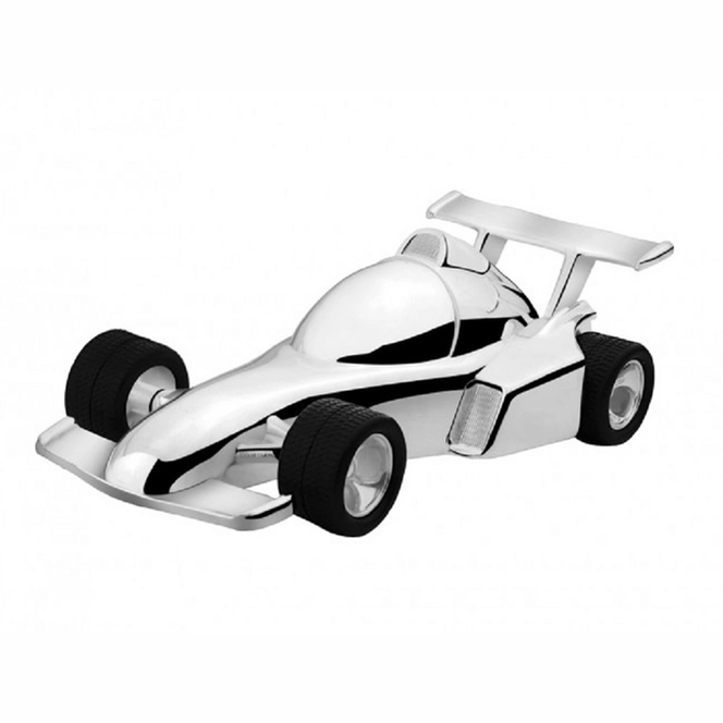 De Spaarpot Raceauto in zilverkleur, is een prachtige toevoeging aan elk kinderkamer. Ideaal als geschenk bij geboorten of verjaardagen.