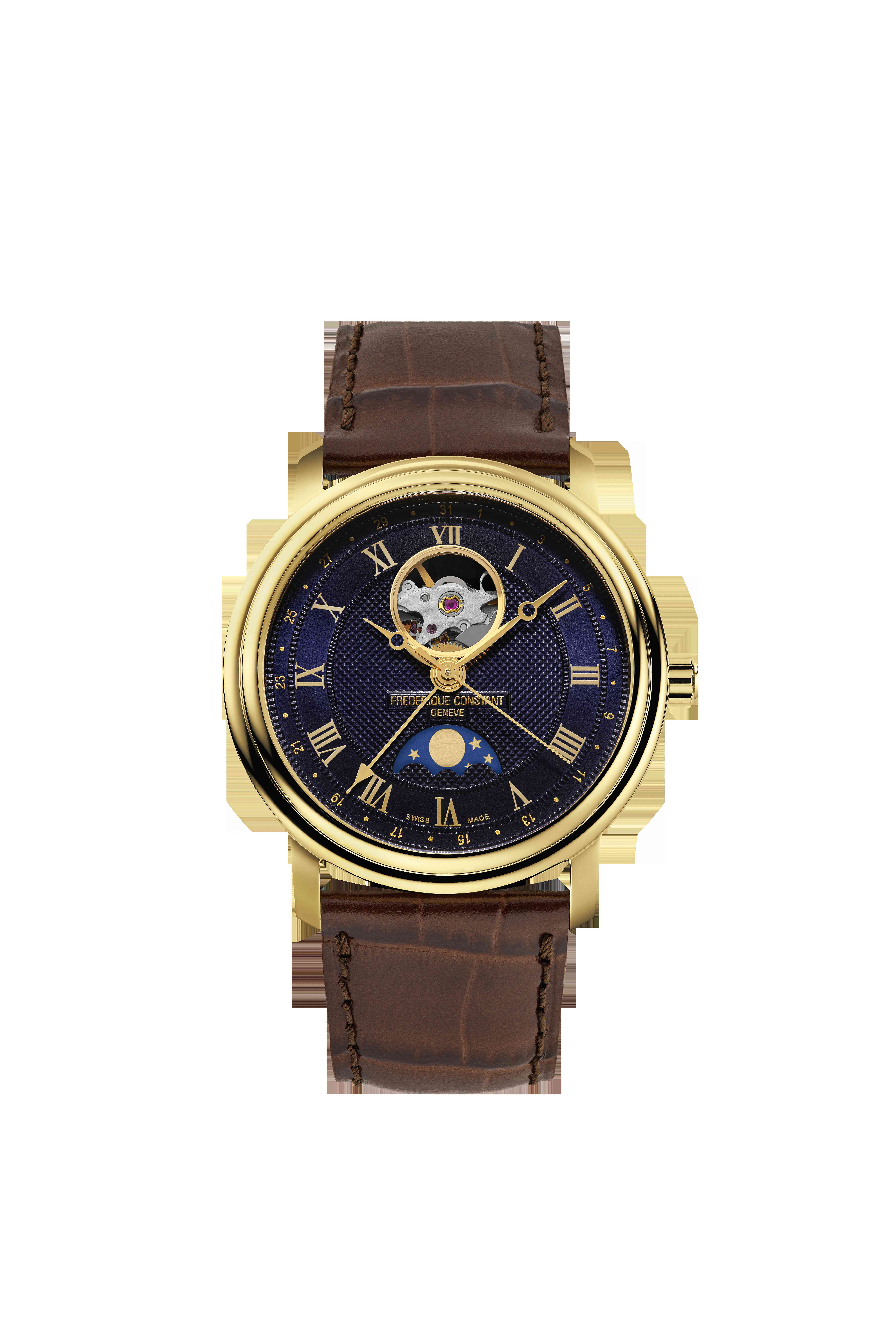 Een toonbeeld van verfijnde Zwitserse horlogekunst, waarin klassieke elegantie en eigentijdse allure op harmonieuze wijze samenkomen.

De zorgvuldig geproportioneerde 40 mm kast vormt het decor voor een bijzonder elegante blauwe wijzerplaat, voorzien van een subtiel zonnestraaleffect. Het centrale gedeelte is verrijkt met een verfijnd Clous de Paris-guilloch&eacute;, een karakteristieke decoratietechniek die het licht op iedere beweging anders laat spelen.

Het iconische Heart Beat-venster op 12 uur biedt een intrigerende blik op het mechanische hart van het horloge. De verfijnde maanfase-indicatie geeft de wijzerplaat een po&euml;tisch accent en onderstreept het klassieke karakter van dit bijzondere uurwerk.

Binnenin zorgt het automatische mechanische uurwerk voor een gangreserve van circa 38 uur. De elegante uitstraling wordt vervolmaakt door een hoogwaardige kalfslederen band, die het horloge een tijdloze en luxueuze uitstraling geeft.

Een horloge voor de liefhebber die niet alleen waarde hecht aan precisie en vakmanschap, maar ook aan subtiele details, traditie en tijdloze klasse.