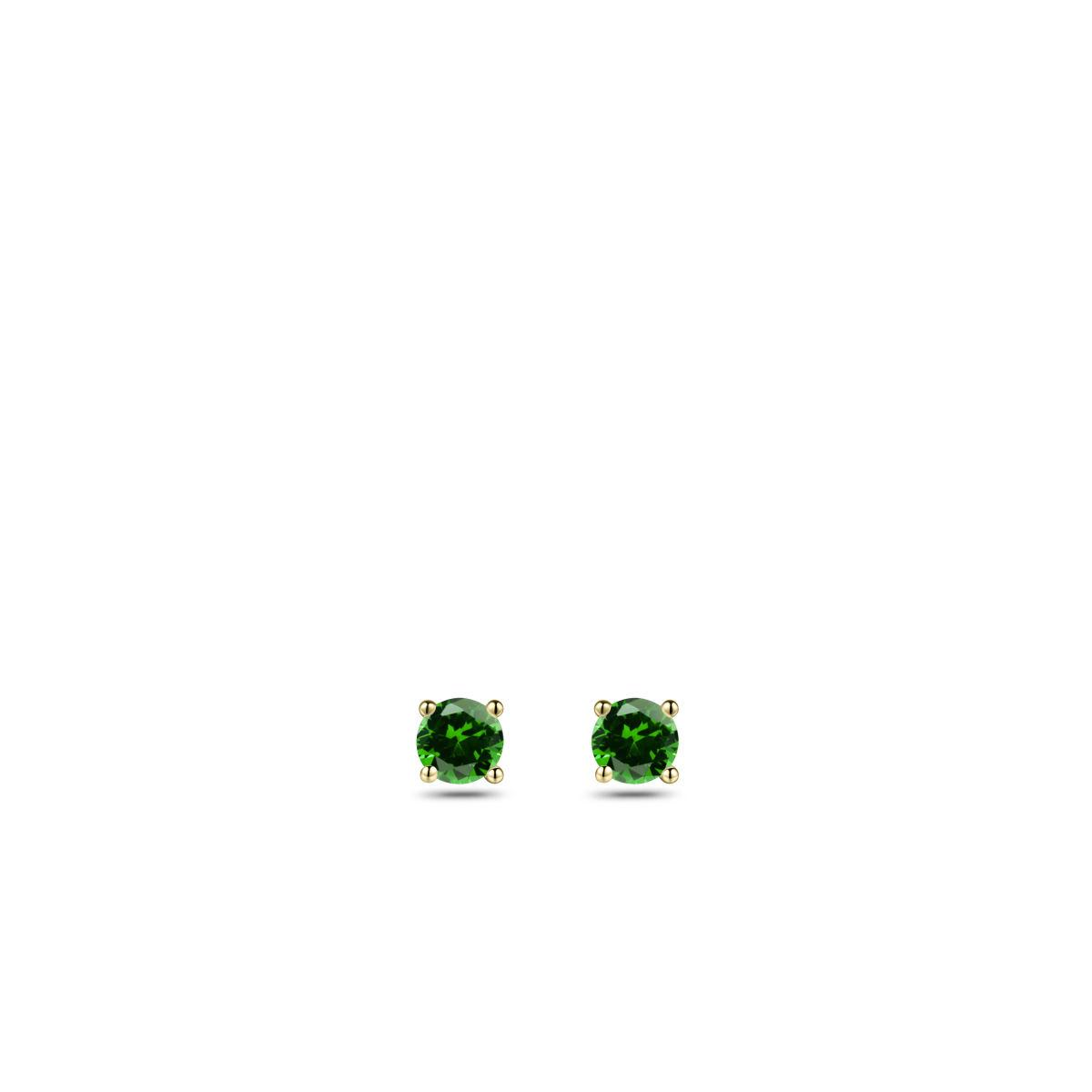 Deze Gisser oorstekers zijn verguld en bevatten groene zirkonia. Met hun subtiele maar elegante uitstraling zijn ze ideaal voor zowel dagelijkse outfits als speciale gelegenheden. Draag ze met opgestoken haar voor een verfijnde look of combineer ze met andere gouden sieraden voor een stijlvolle uitstraling. Perfect als aanvulling op uw sieradencollectie.