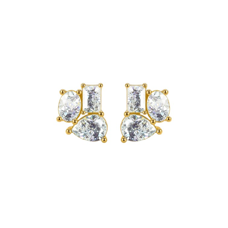 Oorbellen zilver verguld met witte zirconium
