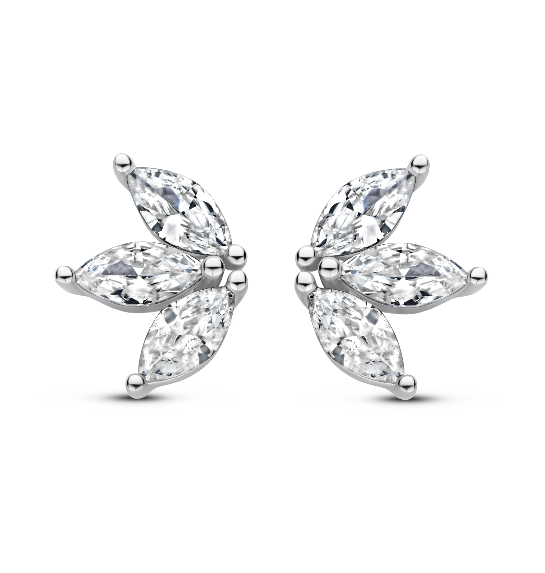 Zilveren oorbellen met zirconium wit