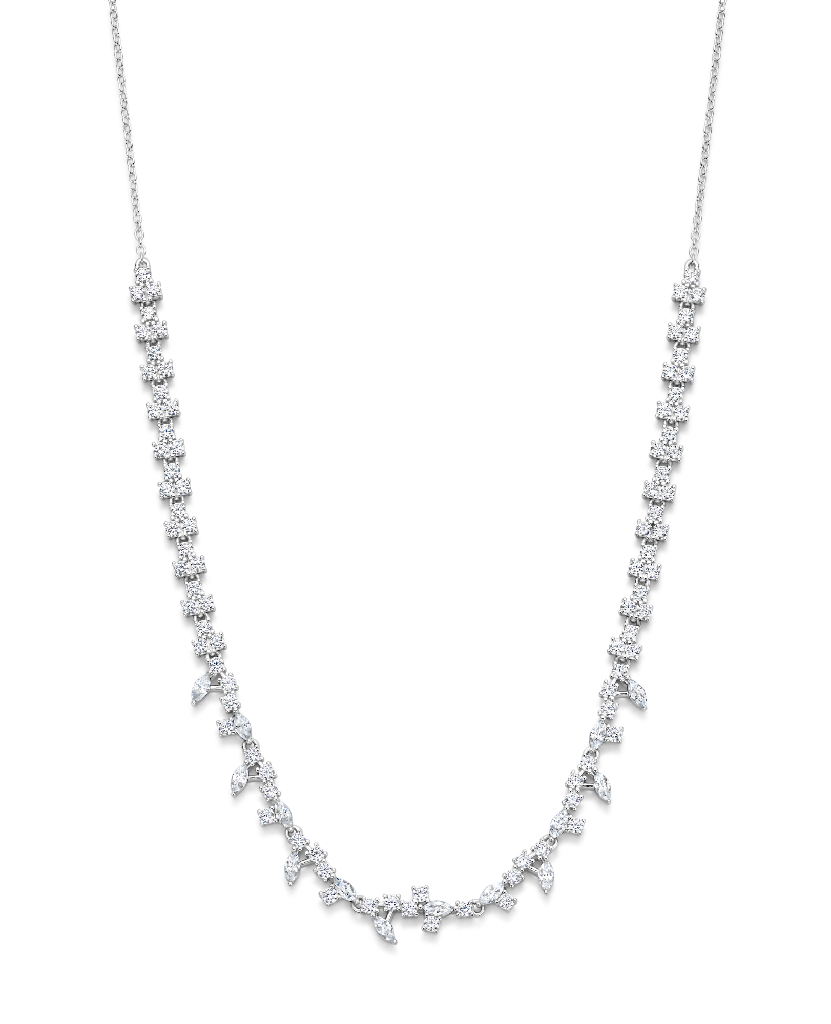 Prachtige ketting in zilver gerodieerd gezet met witte zirconium 