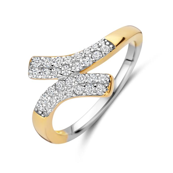 Goudkleurige ring met zirconia