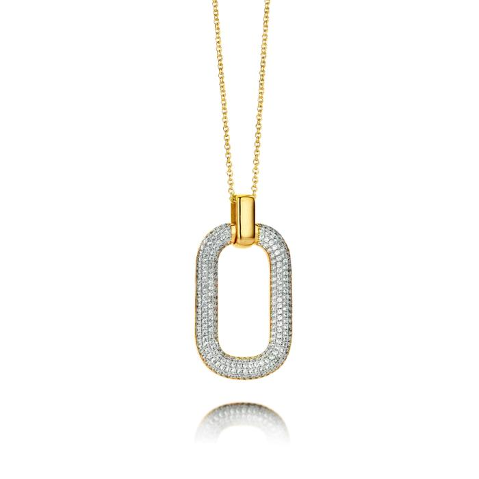 Goudkleurige hanger gezet met zirconia inclusief ketting