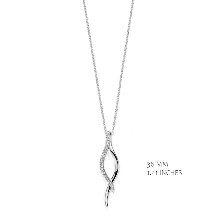 Langwerpige hanger in zilver met zirconia
